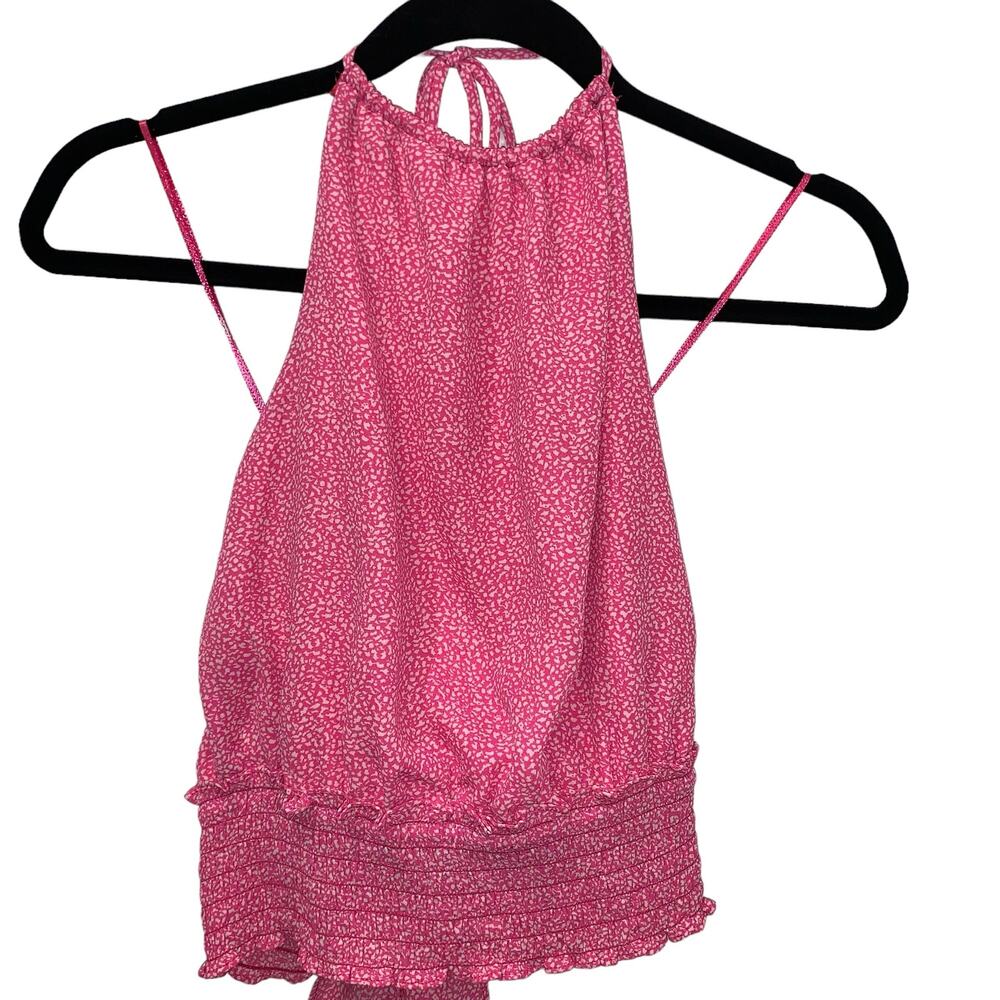 Sienna Sky Halter Tie and Open Back Smocked Top Size Small